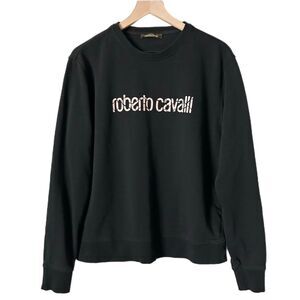 Roberto Cavalli Men's Logo Sweatshirt in Black Size Medium